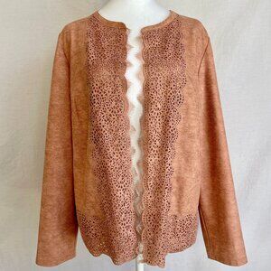 Chico's Rose Gold Sueded Perforated Jacket, MEDIUM, PreOwned/Excellent Condition